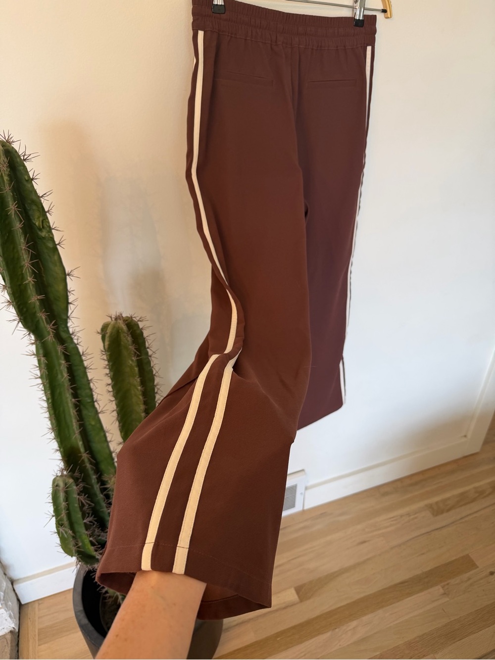 Z Supply Brown Saunder Track Pants with White Side Stripes - Picture 5 of 6